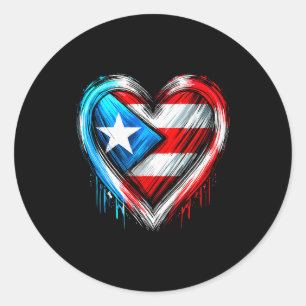Sticker Rond Coeur de Porto Rico Drapeau de Porto Rico