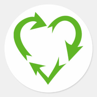 Sticker Rond Coeur de recyclage vert