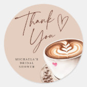 Sticker Rond Cœur de remerciement de mariage moderne café (Devant)