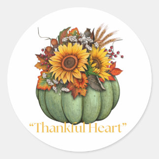 Sticker Rond Coeur de remerciement du citrouille