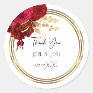Sticker Rond Cœur de remerciement Mariage Douzième Or Blanc Cou