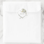 Sticker Rond coeur de ruban mariage blanc avec anneaux (Sac)