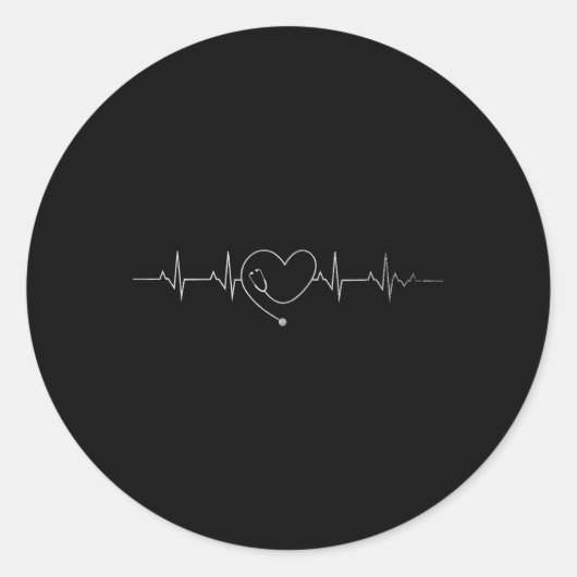 Sticker Rond Coeur de soins infirmiers Médicale Stéthoscope Coe (Devant)