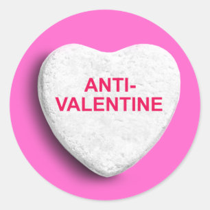 STICKER ROND COEUR DE SUCRERIE D'ANTI-VALENTINE