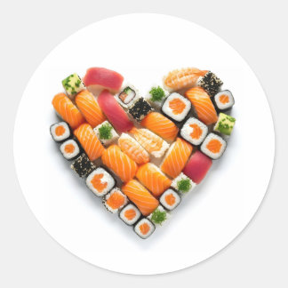 Sticker Rond Coeur de sushi