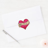 Sticker Rond Coeur de tatouage beagle (Enveloppe)