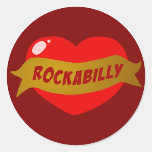 Sticker Rond Coeur de tatouage Rockabilly