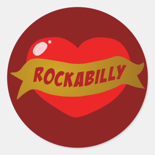 Sticker Rond Coeur de tatouage Rockabilly (Devant)
