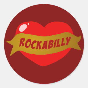 Sticker Rond Coeur de tatouage Rockabilly