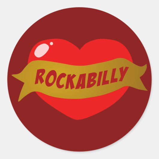 Sticker Rond Coeur de tatouage Rockabilly (Devant)