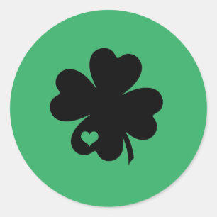 Sticker Rond Coeur de trèfle à quatre feuilles