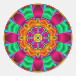 Sticker Rond Coeur décoratif de fleur d'autocollant de mandala