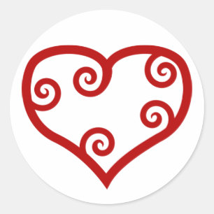 Sticker Rond Coeur des Maoris rouges