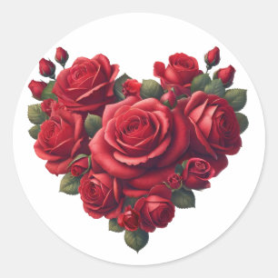 Sticker Rond Coeur des Roses - Art floral romantique