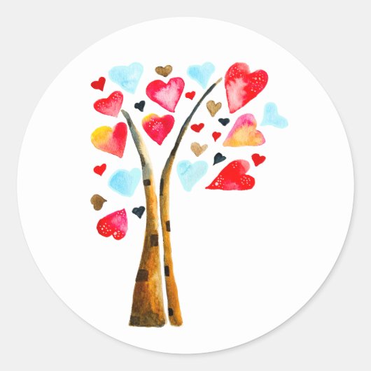 Sticker Rond Coeur des valentines aquarelle art (Devant)