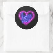 Sticker Rond Coeur des valentines bleu rose néon brillant (Sac)