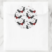 Sticker Rond Coeur d'Halloween avec ailes de chauve-souris noir (Sac)