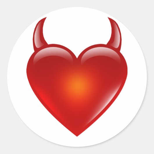 Sticker Rond Coeur diabolique coquin aux cornes (Devant)