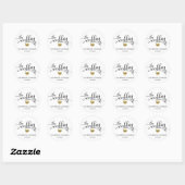 Sticker Rond Coeur d'or moderne Blanc le MARIAGE des phoques (Feuille)