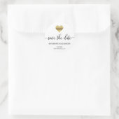 Sticker Rond Coeur d'or moderne Mariage blanc ENREGISTRER LA DA (Sac)