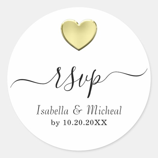 Sticker Rond Coeur d'or simple -RSVP (Devant)