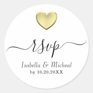 Sticker Rond Coeur d'or simple -RSVP