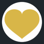Sticker Rond Coeur d'or solide<br><div class="desc">Cet autocollant rond avec un coeur d'or solide forme fonctionne bien comme un ajout festif aux bouteilles de vin, bonbons, sacs cadeaux ou autres faveurs de fête pour les douches nuptiales, les dîners de répétition, les mariages, les fêtes de la Saint-Valentin, ou les célébrations d'anniversaire. Personnalisez avec les noms de...</div>