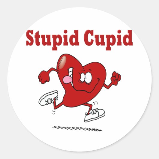 Sticker Rond Coeur Drôle Qui Coule De Cupide (Devant)