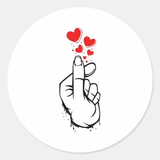 Sticker Rond Coeur du doigt (Devant)