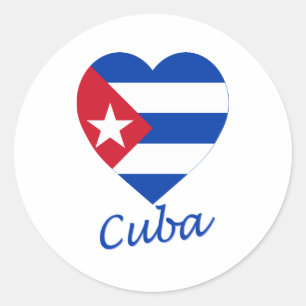 Sticker Rond Coeur du drapeau cubain