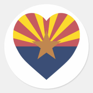 Sticker Rond Coeur du drapeau de l'Arizona