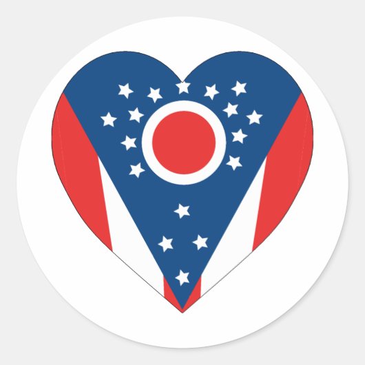 Sticker Rond Coeur du drapeau de l'Ohio (Devant)