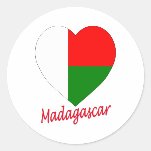Sticker Rond Coeur du drapeau de Madagascar (Devant)