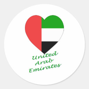 Sticker Rond Coeur du drapeau des Émirats arabes unis