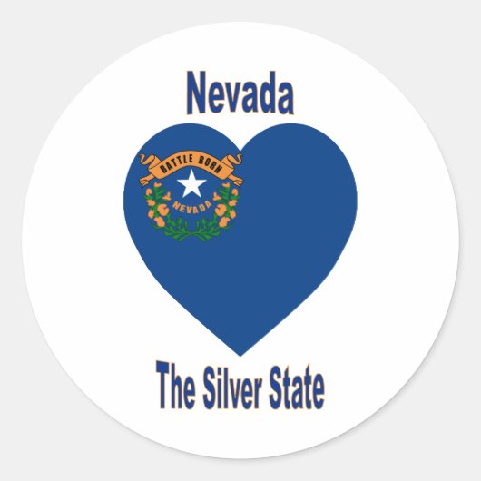 Sticker Rond Coeur du drapeau du Nevada (Devant)