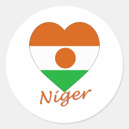 Sticker Rond Coeur du drapeau du Niger (Devant)