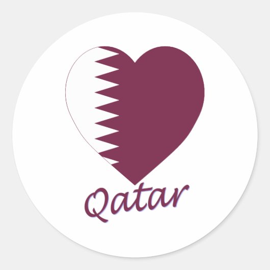 Sticker Rond Coeur du drapeau du Qatar (Devant)