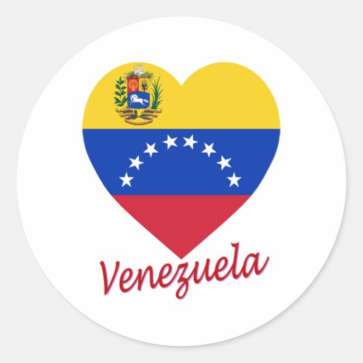 Sticker Rond Coeur du drapeau du Venezuela (Devant)