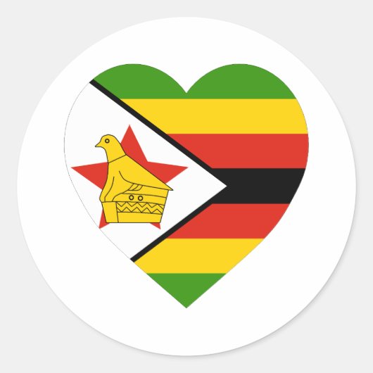 Sticker Rond Coeur du drapeau du Zimbabwe (Devant)