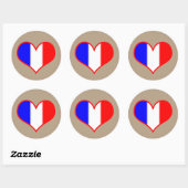 Sticker Rond Coeur du drapeau français (Feuille)