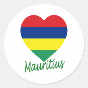 Sticker Rond Coeur du drapeau mauricien