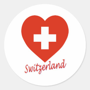 Sticker Rond Coeur du drapeau suisse