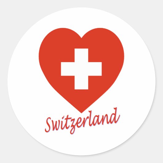 Sticker Rond Coeur du drapeau suisse (Devant)