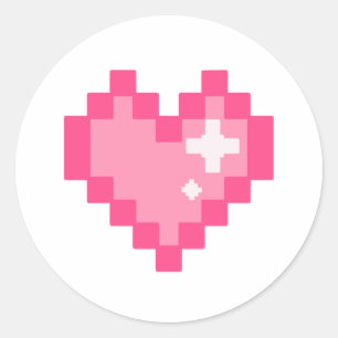 Sticker Rond Coeur du pixel