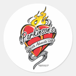 Sticker Rond Coeur du tatouage de Parkinson