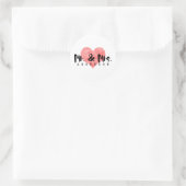 Sticker Rond Coeur empilé Rustique M & Mme Mariage (Sac)