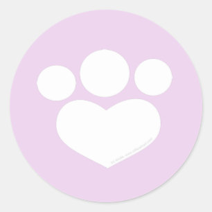Sticker Rond Coeur Empreinte de patte 1,5 pouce Chardon