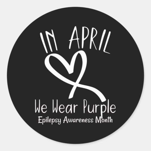 Sticker Rond Coeur En Avril Nous Portons Violet Epilepsie Sensi (Devant)