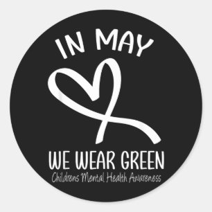 Sticker Rond Cœur en mai, portons le vert pour la santé mentale