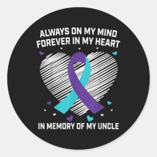 Sticker Rond Coeur En Mémoire De Mon Oncle Sensibilisation Au S